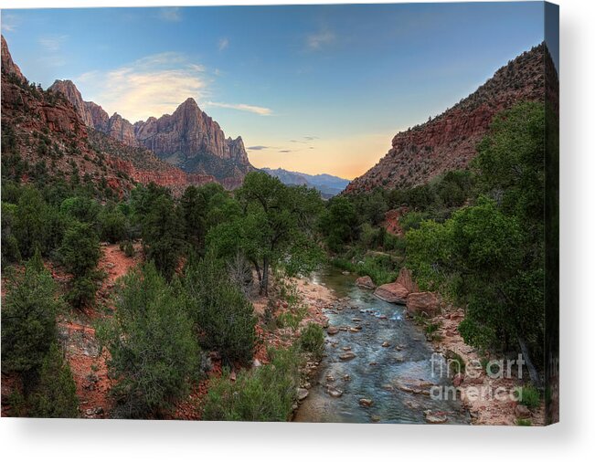 Virgin Acrylic Print featuring the photograph The Watchman at Zion National Park by Eddie Yerkish