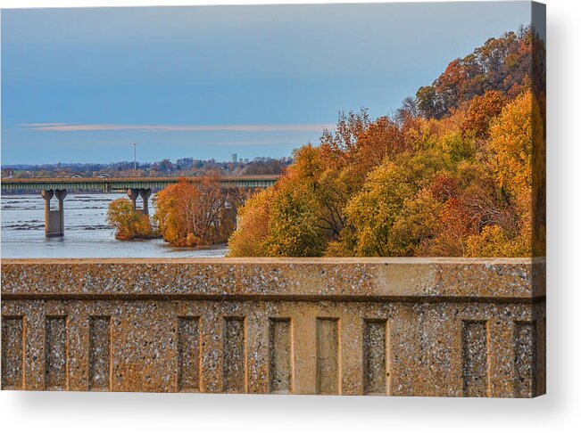 Wrights Ferry Bridge Acrylic Print featuring the photograph The Wright's Ferry Bridge in Fall by Beth Venner