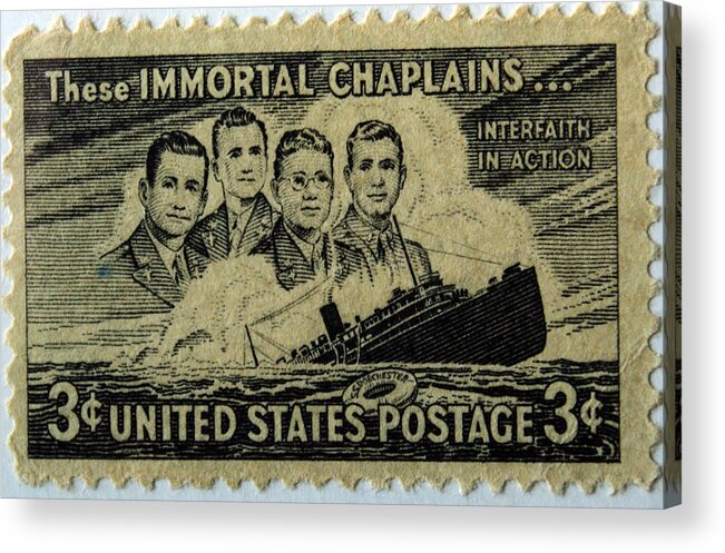 Postage Acrylic Print featuring the photograph These IMMORTAL CHAPLAINS by Tikvah's Hope
