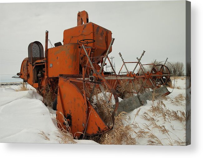 Tractors Acrylic Print featuring the photograph Thrashing The Snow by Jeff Swan