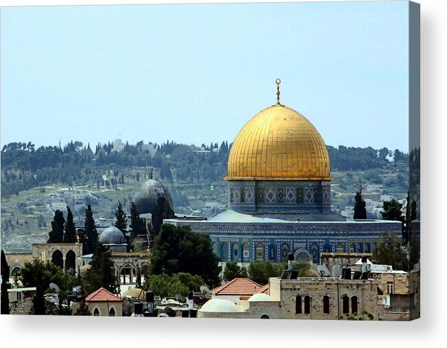 Yellow Acrylic Print featuring the photograph Three Domes by Munir Alawi