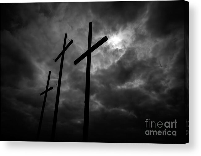 Mississippi Acrylic Print featuring the photograph Three Lonely Crosses in the Mississippi Delta by T Lowry Wilson