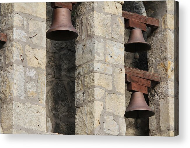 Church Bells Acrylic Print featuring the photograph Three San Antonio Bells by Carrie Godwin