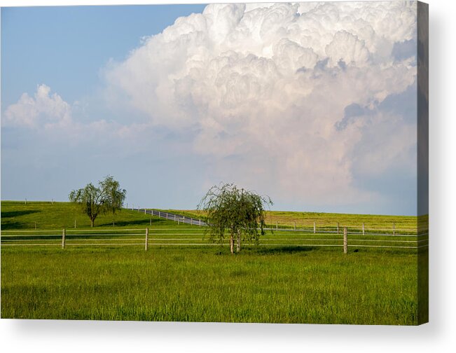 Farm Acrylic Print featuring the photograph Thunderhead Over The Pasture by Cathy Kovarik