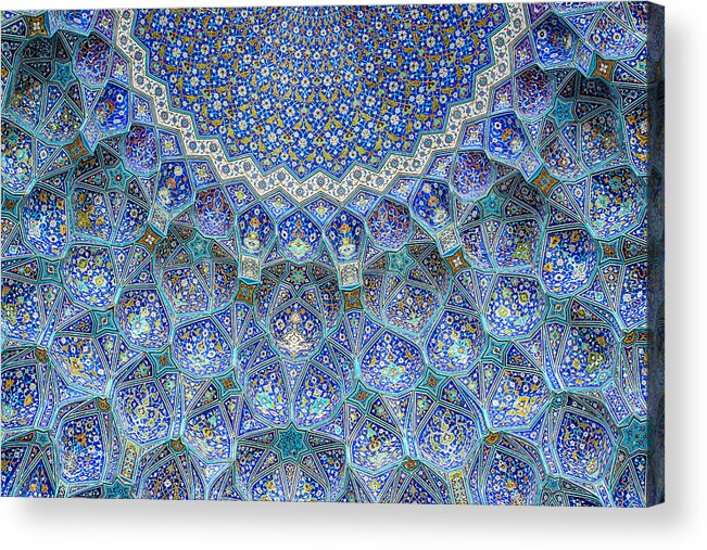 Arch Acrylic Print featuring the photograph Tilework at Shah Mosque on Imam Square, Isfahan, Iran by Guenterguni