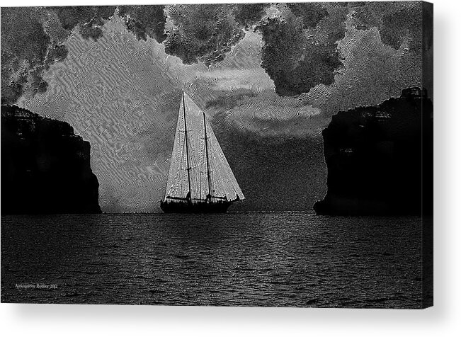 Bw Acrylic Print featuring the photograph To the safety of the harbour by Aleksander Rotner