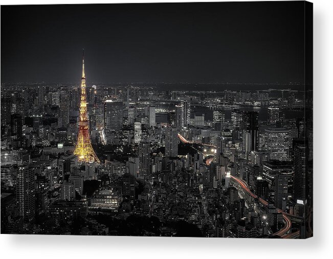 Cityscape Acrylic Print featuring the photograph Tokyo At Night by Carlos Ramirez