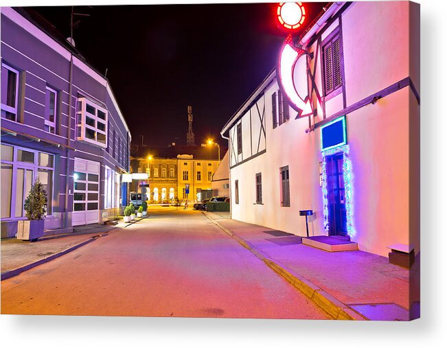 Christmas Acrylic Print featuring the photograph Town of Koprivnica center evening view by Brch Photography