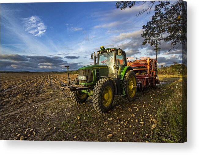 Potato Farm Acrylic Print featuring the photograph Tractor on a Potato Farm by Robert Seifert