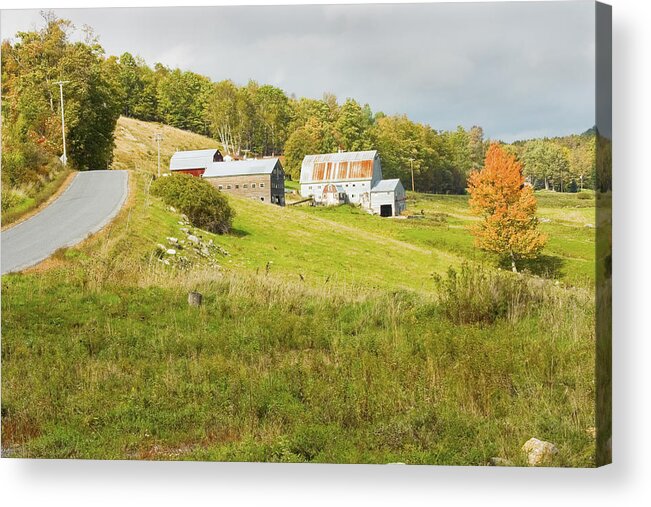 Farm Acrylic Print featuring the photograph Traditional Maine Farm On Side Of Hill Canvas Poster Prints by Keith Webber Jr