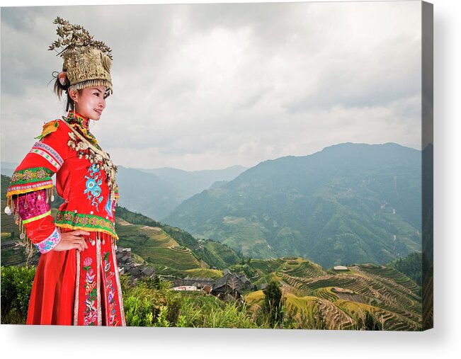 Chinese Culture Acrylic Print featuring the photograph Traditionally Dressed Young Chinese by Merten Snijders