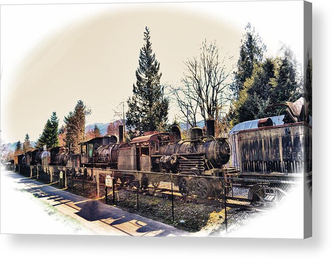 Old Acrylic Print featuring the photograph Train Graveyard by Kelly Reber