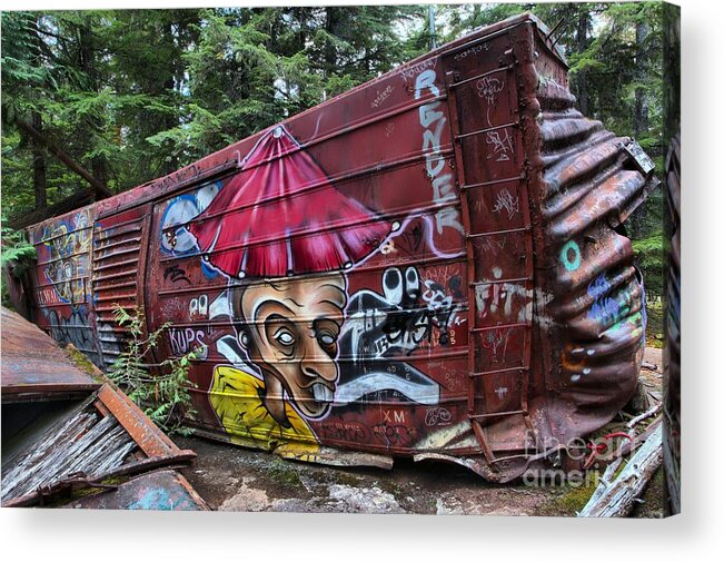 Old Train Acrylic Print featuring the photograph Train Wreck Near The Cheakamus River by Adam Jewell