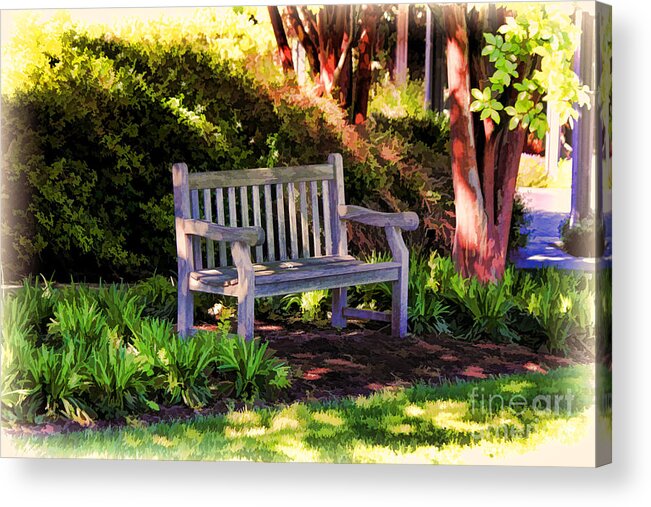 Bench Acrylic Print featuring the photograph Tranquility in the Park by Ola Allen