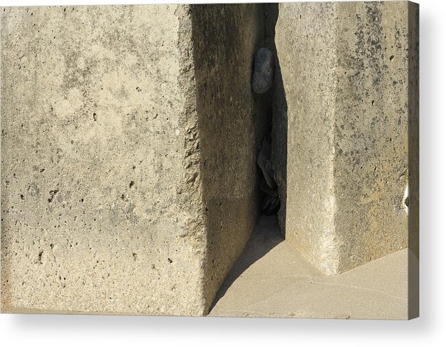 Lake Erie Acrylic Print featuring the photograph Between a rock and a hard place by Valerie Collins