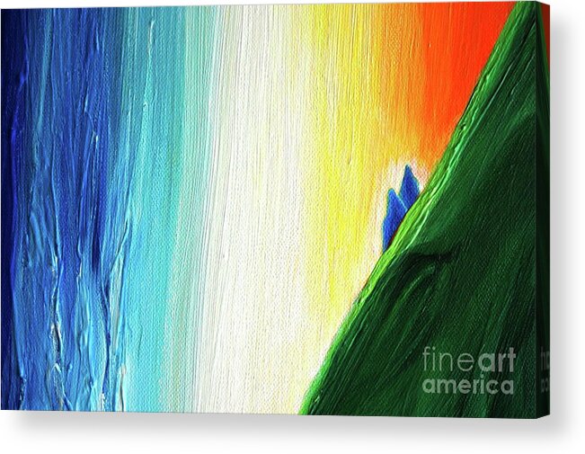 Travelers Acrylic Print featuring the painting Travelers Rainbow Waterfall detail by First Star Art