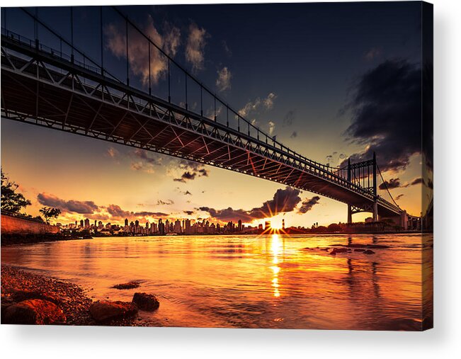 Astoria Park Acrylic Print featuring the photograph Triboro Sunset by Mihai Andritoiu