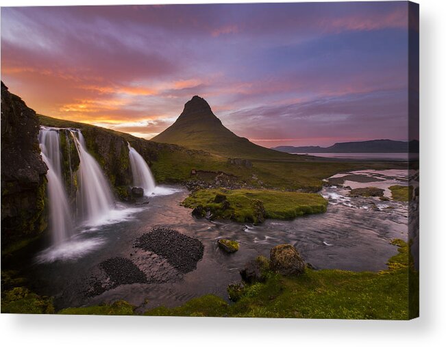 Iceland Acrylic Print featuring the photograph Triple Falls by Joseph Rossbach