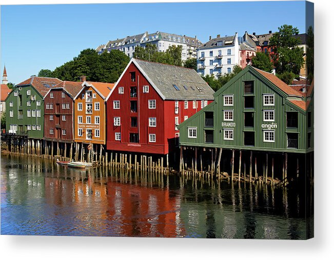 In A Row Acrylic Print featuring the photograph Trondheim City, Norway by Andrea Pistolesi