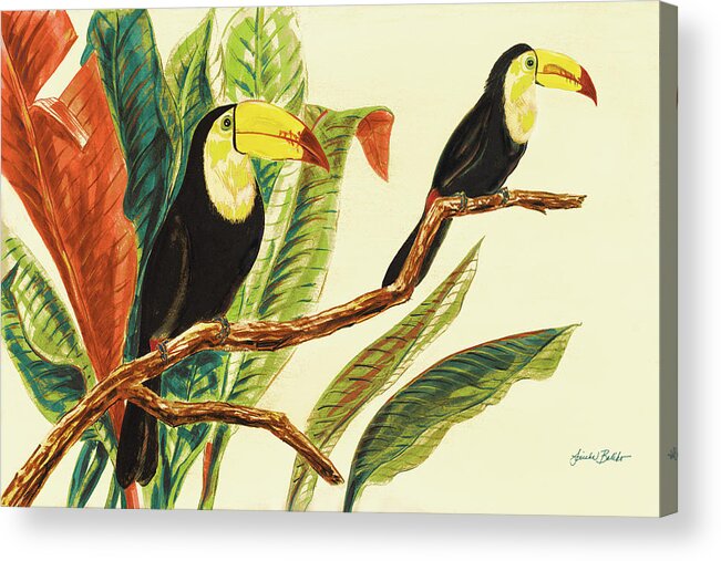 Toucans Acrylic Print featuring the painting Tropical Toucans II by Linda Baliko