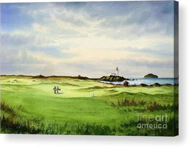 Golf Acrylic Print featuring the painting Turnberry Golf Course Scotland 12Th Tee by Bill Holkham