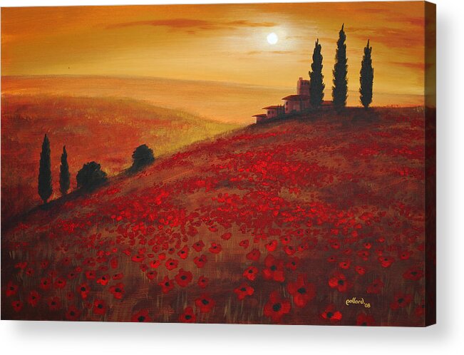 Poppies Acrylic Print featuring the painting Tuscan Sunset by Glenn Pollard