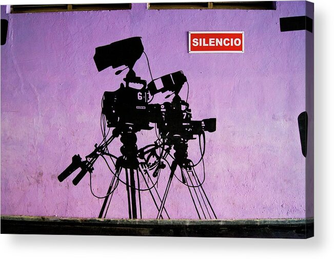 Graphic Acrylic Print featuring the photograph Tv Studio Cameras. by Mark Williamson/science Photo Library