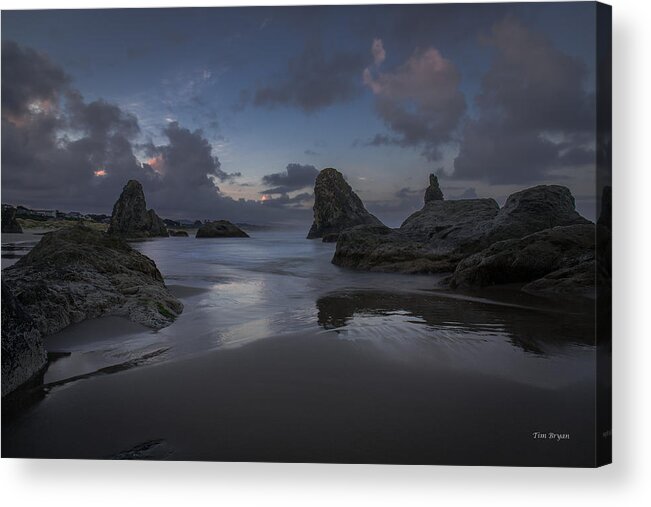 Seascape Acrylic Print featuring the photograph Twilight at Bandon by Tim Bryan