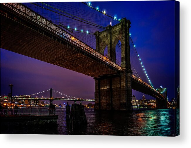 Brooklyn Bridge Acrylic Print featuring the photograph Twilight At The Brooklyn Bridge by Chris Lord