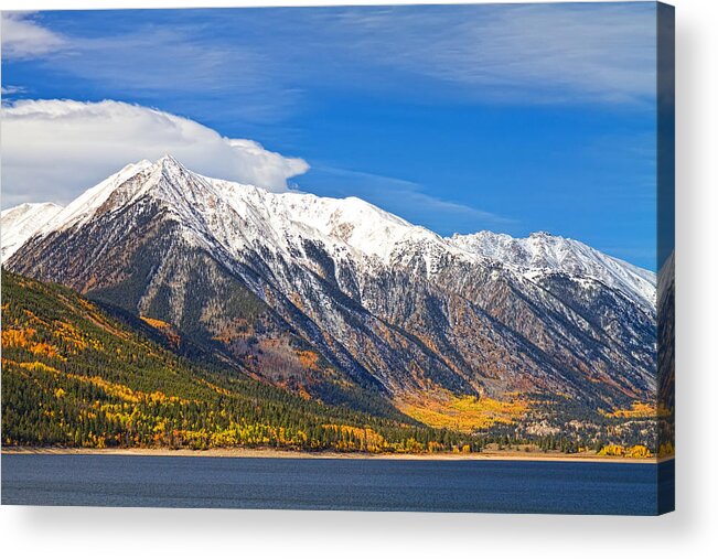 Snow Acrylic Print featuring the photograph Twin Lakes Autumn Landscape by James BO Insogna