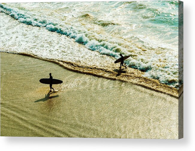 Surfer Acrylic Print featuring the photograph Two surfers by Dutourdumonde Photography