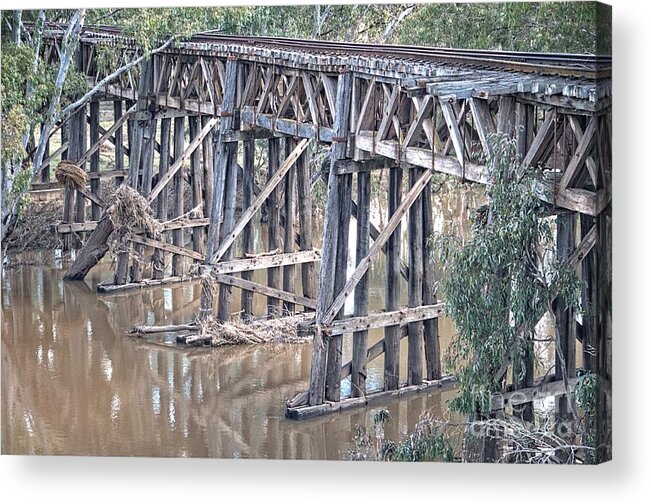Heritage Acrylic Print featuring the photograph Typical Timber Truss and Trestle Arrangement by Peter Kneen