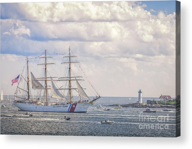 Portsmouth Nh Acrylic Print featuring the photograph U S C G C Eagle passes Fort Constitution Newcastle N H by Scott Thorp