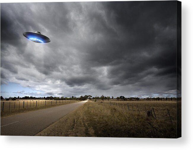 Empty Acrylic Print featuring the photograph UFO on Country Road by Aaron Foster