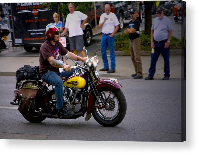 Motorcycle Cannonball Acrylic Print featuring the photograph Un-named Crosscountry Harley by Jeff Kurtz