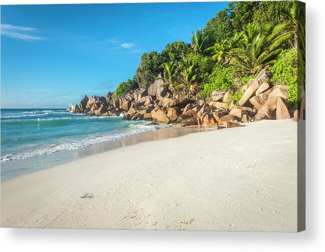 Tropical Rainforest Acrylic Print featuring the photograph Unspoilt Desert Island Beach Beside by Fotovoyager