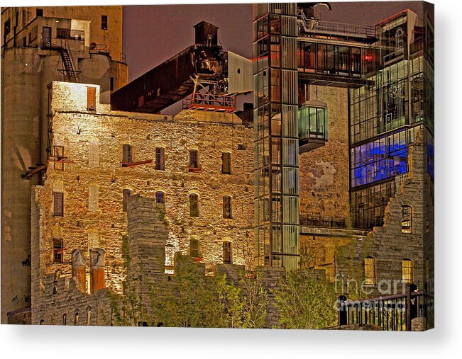 Urban Ruins Acrylic Print featuring the photograph Urban Ruins at Night by Kate Purdy