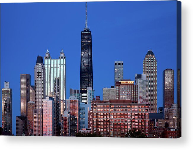 Downtown District Acrylic Print featuring the photograph Usa, Illinois, Chicago, City Skyline by Henryk Sadura