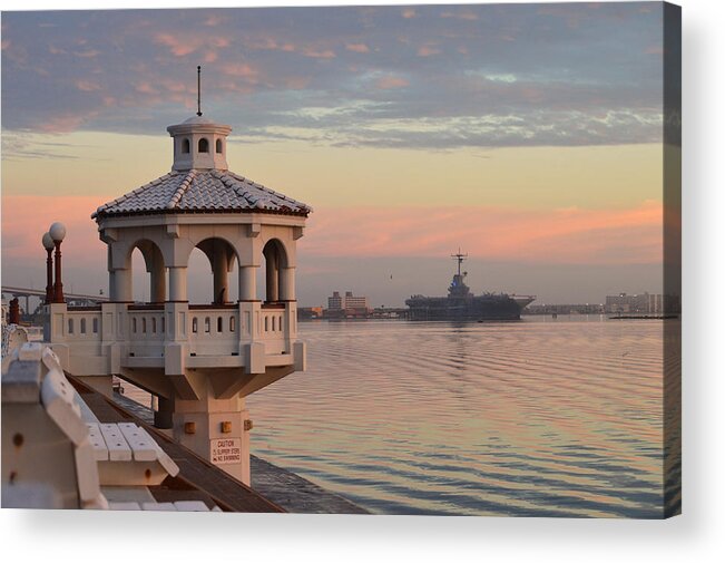 Boats Acrylic Print featuring the photograph USS Lexington at Sunrise by Leticia Latocki