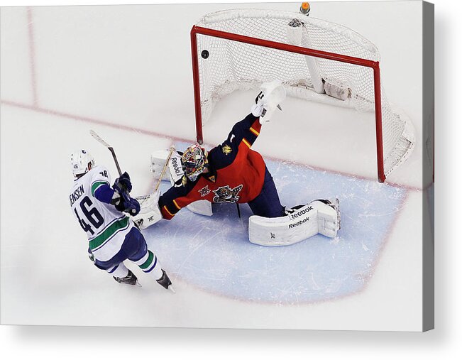 Scoring Acrylic Print featuring the photograph Vancouver Canucks V Florida Panthers by Joel Auerbach