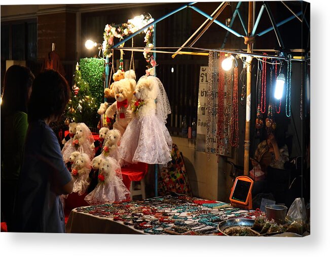Chiang Acrylic Print featuring the photograph Vendors - Night Street Market - Chiang Mai Thailand - 01137 by DC Photographer