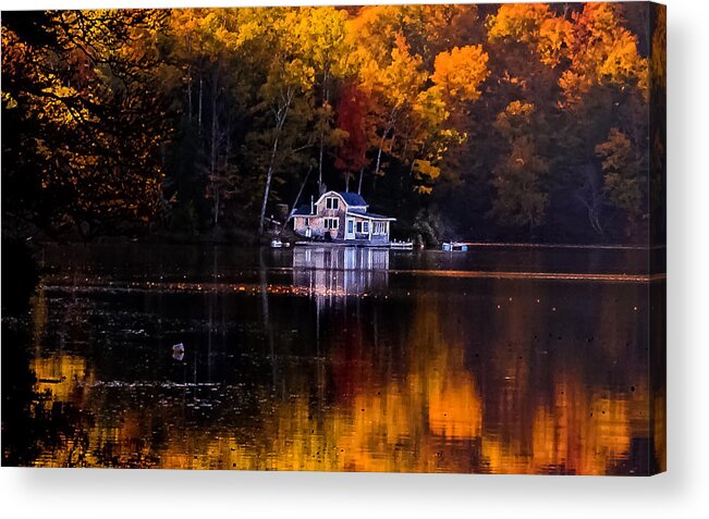 Vermont Acrylic Print featuring the digital art Vermont Route14 Pond by Jim Proctor