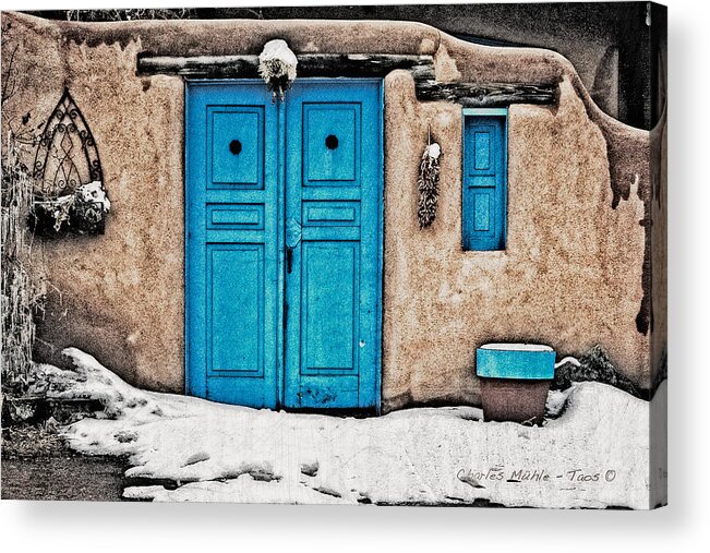 Santa Acrylic Print featuring the photograph Very Blue Door by Charles Muhle