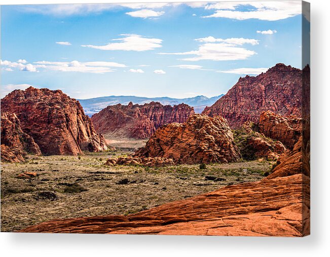 Red Sandstone Rock Landscape Acrylic Print featuring the photograph View From The Top by Onyonet Photo studios