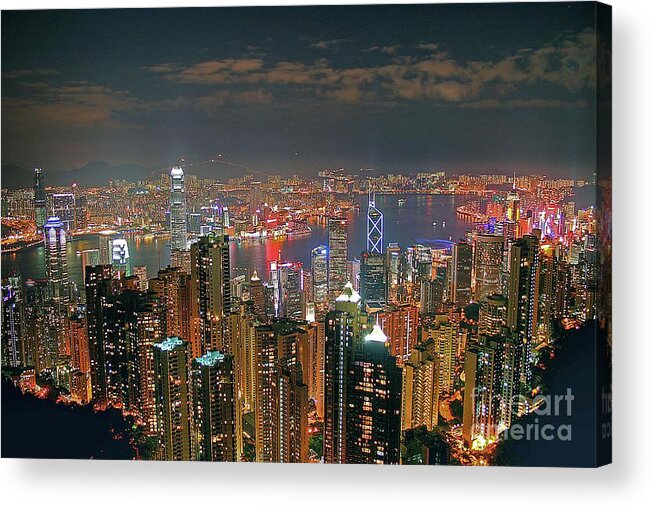 Hong Kong Acrylic Print featuring the photograph View of Hong Kong from the Peak by Lars Ruecker
