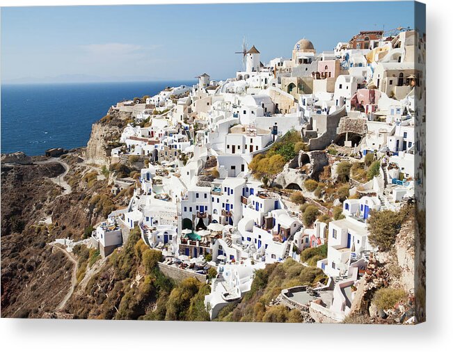 Greek Culture Acrylic Print featuring the photograph View Of Oia From Byzantine Castle Ruins by Melissa Tse