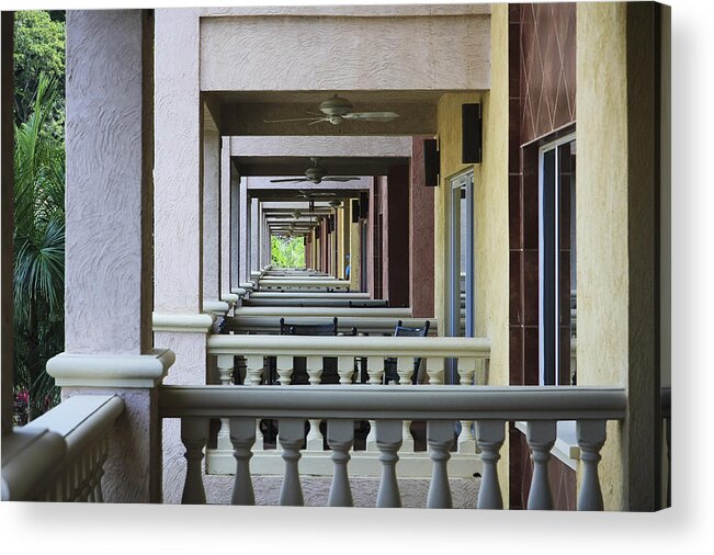 Architecture Acrylic Print featuring the photograph View Through Balconys by Nick Mares