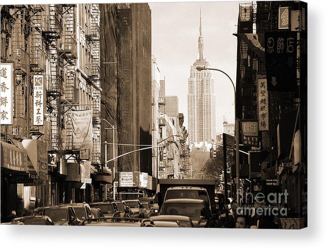Chinatown Acrylic Print featuring the photograph Vintage Chinatown and Empire State by RicardMN Photography