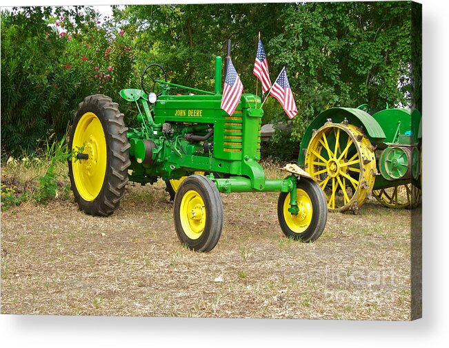 Tractor Acrylic Print featuring the photograph Vintage John Deere Farm Tractor 1 by Dave Koontz
