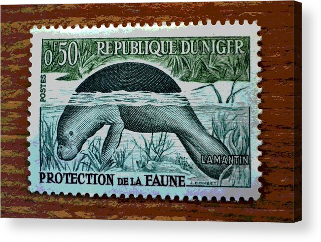 Vintage Acrylic Print featuring the photograph Vintage Republic Of Niger Stamp by Deena Stoddard